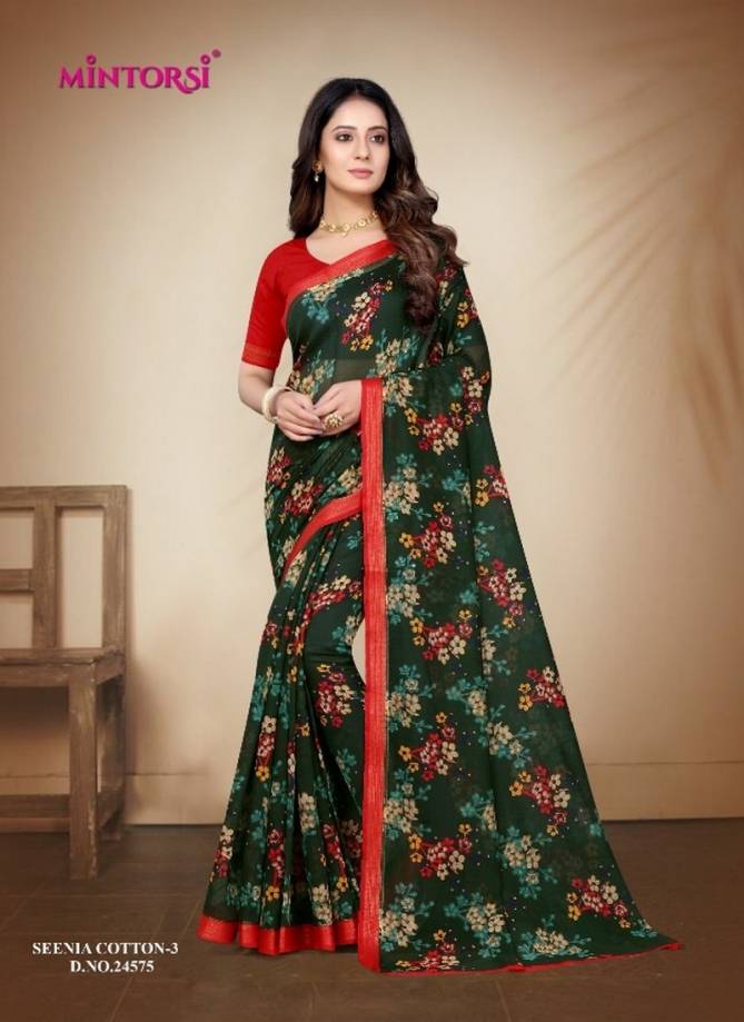 MINTORSI SEENIA COTTON VOL 3 Latest Fancy Designer Fancy Ethnic Wear Cotton Silk With Weave Zari Border Saree Collection